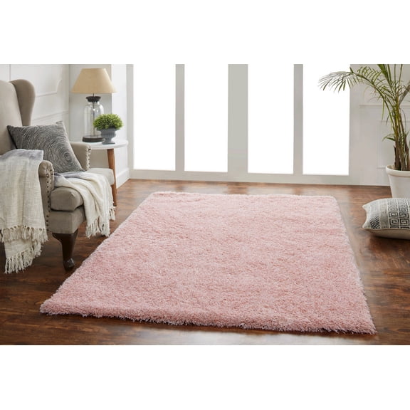 Chesapeake Microfiber Polyester Shag Blush Canilla Area Rug (5'x7')