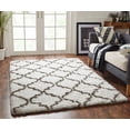 thumbnail image 1 of Chesapeake Microfiber Polyester Shag Ivory Base with Grey Design Deco Area Rug (5'x7'), 1 of 6