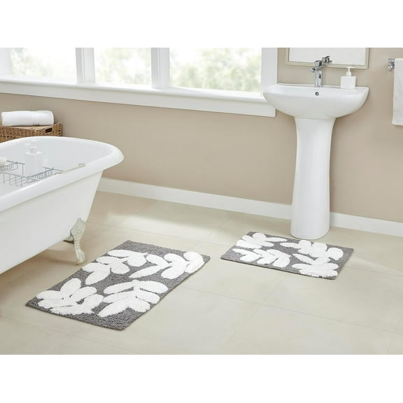 Chesapeake Monte Carlo 2Pc Pewter Bath Rug (21"X34" & 17"X24")