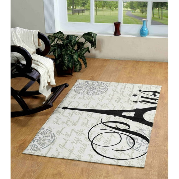 Chesapeake Paris Printed Cotton Eiffel Typography Accent Rug (24"x36")