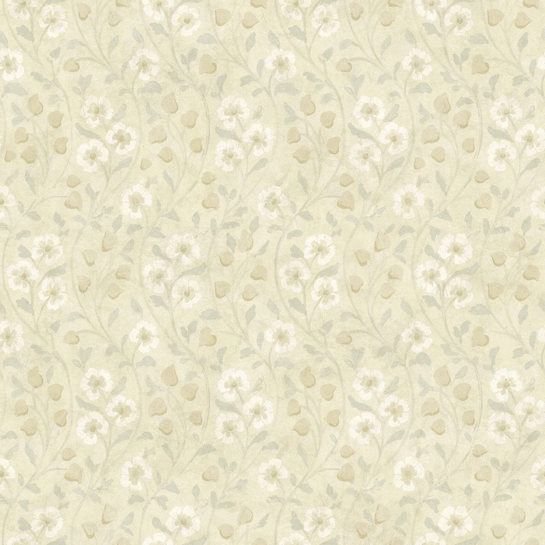 Patsy Beige Floral Pre-pasted Non-Woven Blend Wallpaper