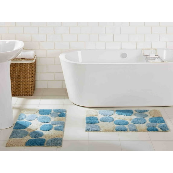 Chesapeake Pebbles 2 pc Aquamarine Bath Rug Set (20"x32" & 20"x32")