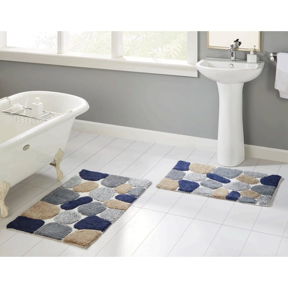 Chesapeake Pebbles 2 pc Blue Sienna Bath Rug Set (21"x34" & 24"x40")