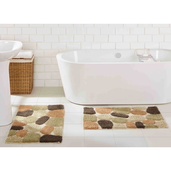 Chesapeake Pebbles 2 pc Khaki Bath Rug Set (20"x32" & 20"x32")