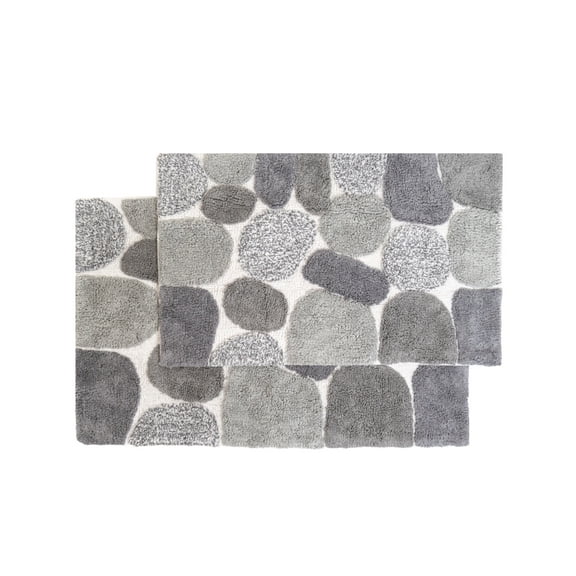 Chesapeake Pebbles 2pc Grey Bath Rug Set (21"x34" & 24"x40")