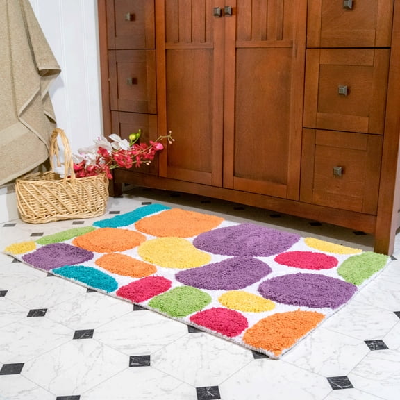 Chesapeake Pebbles Brights Bath Runner (24" x 36") Rainbow Multi