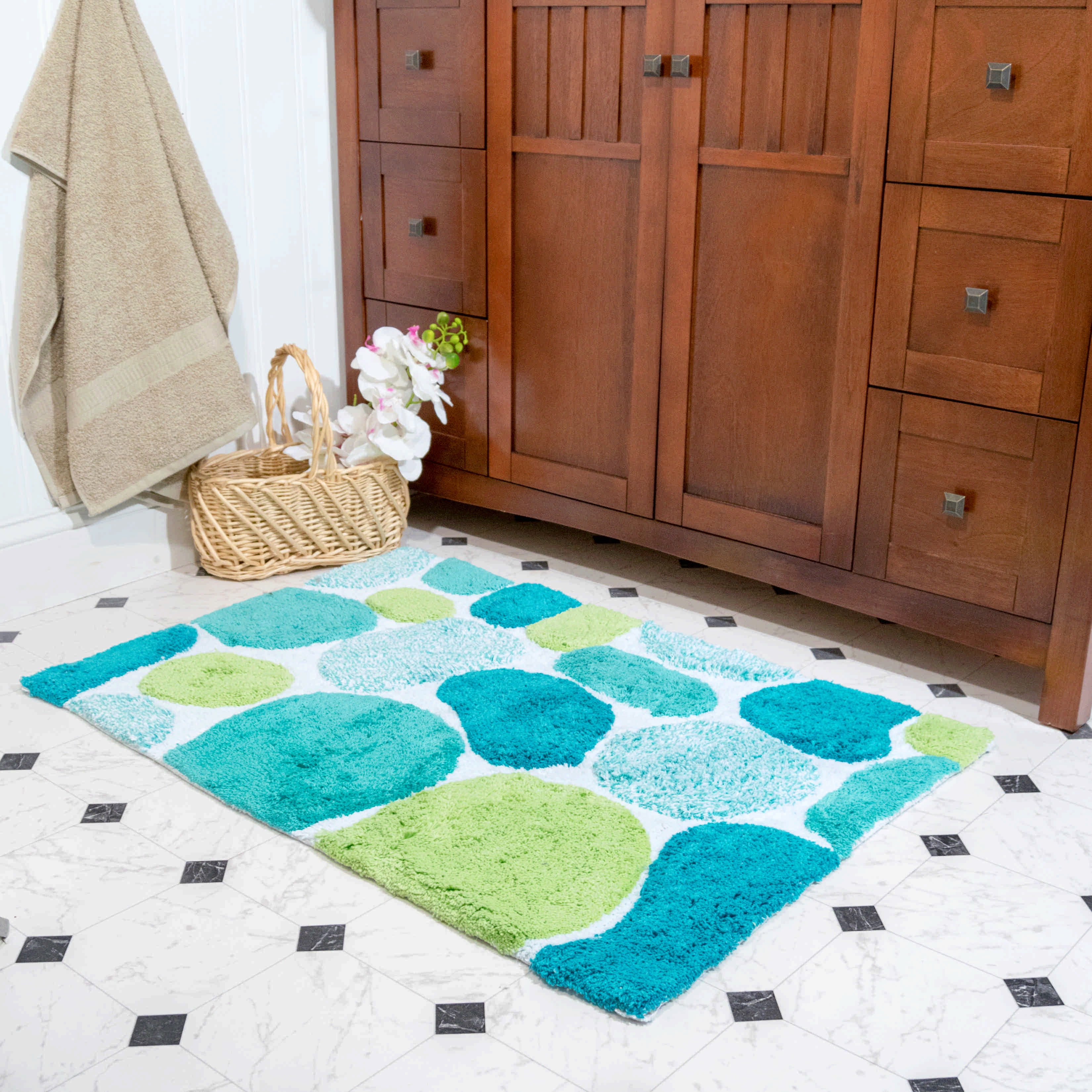 Bath Rug - Slate Blue, Size 24 In. Square, Cotton