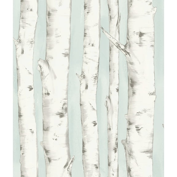 Chesapeake Pioneer Light Blue Birch Tree Prepasted Easy Walls Wallpaper, 20.5-in by 33-ft, 56.4 sq. ft.