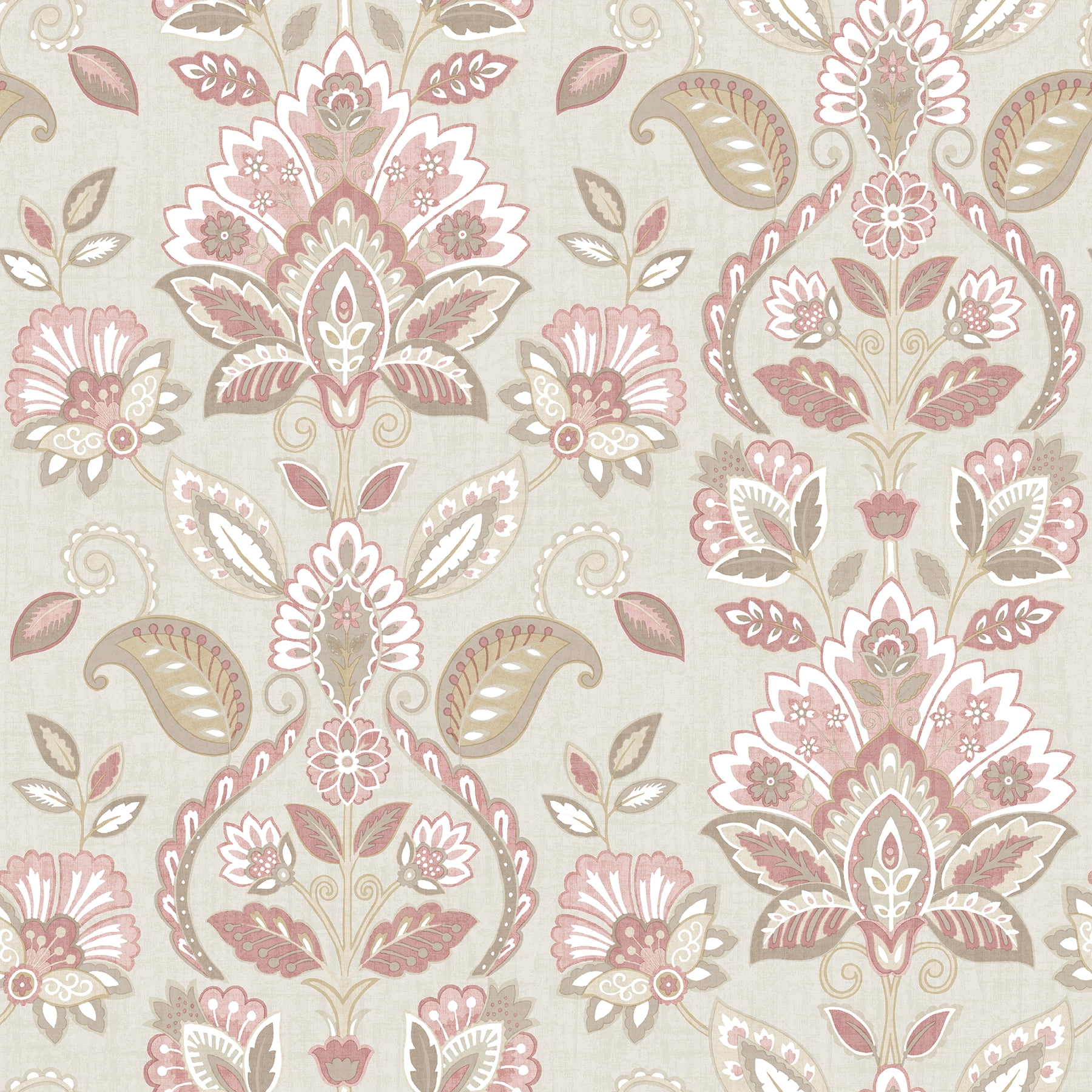 Chesapeake Rayleigh Pink Floral Damask Wallpaper