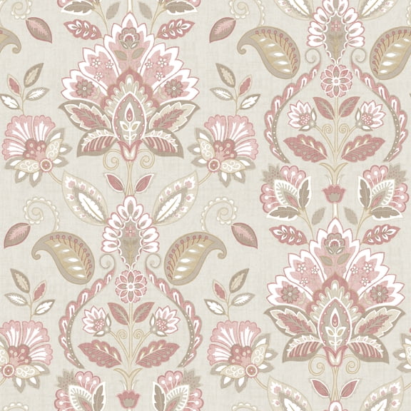 Chesapeake Rayleigh Pink Floral Damask Wallpaper