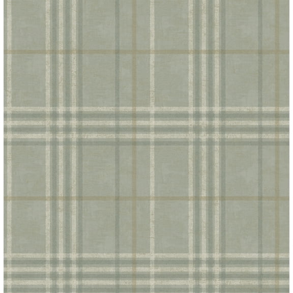 Chesapeake Rockefeller Sage Plaid Unpasted Non Woven Wallpaper, 20.5-in by 33-ft, 56.4 sq. ft.