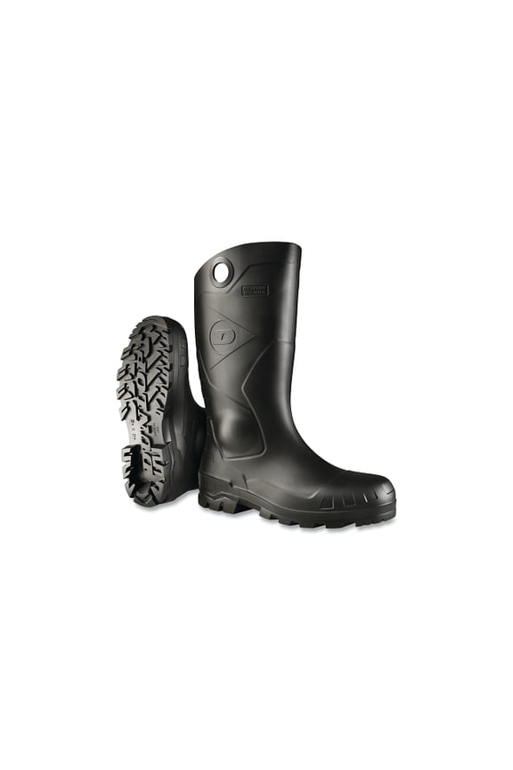 Chesapeake Rubber Boots, Plain Toe, Unisex 7, 16 in Boot, PVC, Black