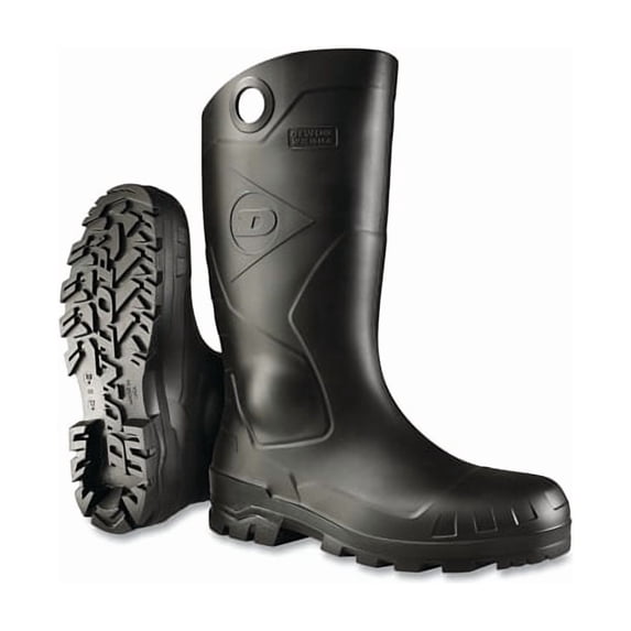 Chesapeake Rubber Boots, Plain Toe, Unisex 7, 16 in Boot, PVC, Black