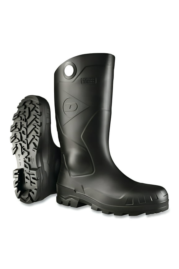 Chesapeake Rubber Boots, Steel Toe, Unisex 9, 16 in Boot, PVC, Black