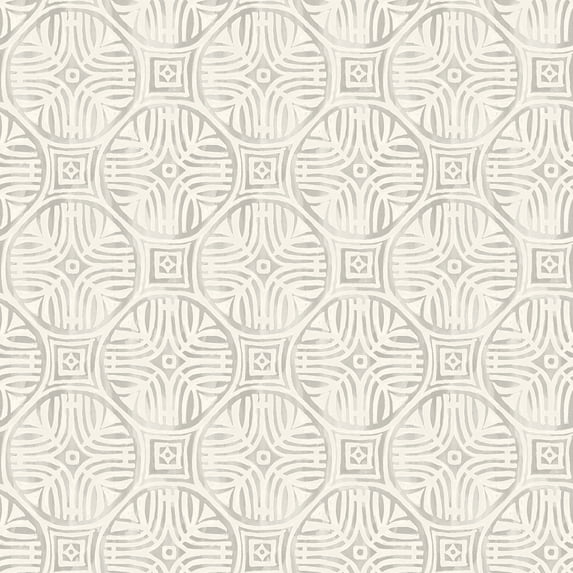 Chesapeake Sandee Grey Medallion Wallpaper, 20.5-in by 33-ft