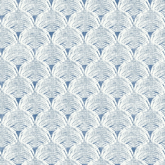 Chesapeake Santiago Blue Scalloped Prepasted Non Woven Blend Wallpaper, 20.5-in by 33-ft, 56.4 sq. ft.