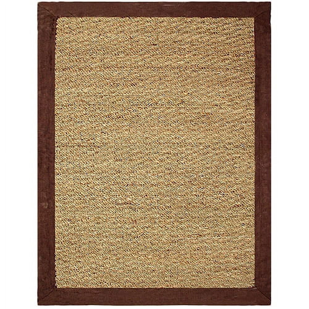Chocolate Brown Cotton Border Seagrass Area Rug, 2' x 3'