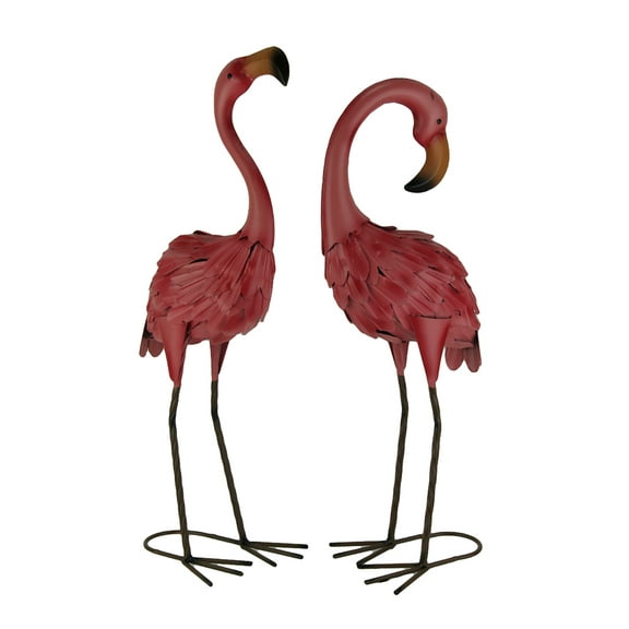 Chesapeake Set of 2 Decorative Metal Pink Flamingo Yard Statues
