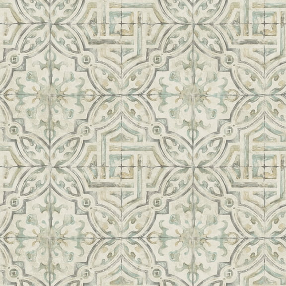 Chesapeake Sonoma Olive Spanish Tile Prepasted Non Woven Blend Wallpaper, 20.5-in by 33-ft, 56.4 sq. ft.