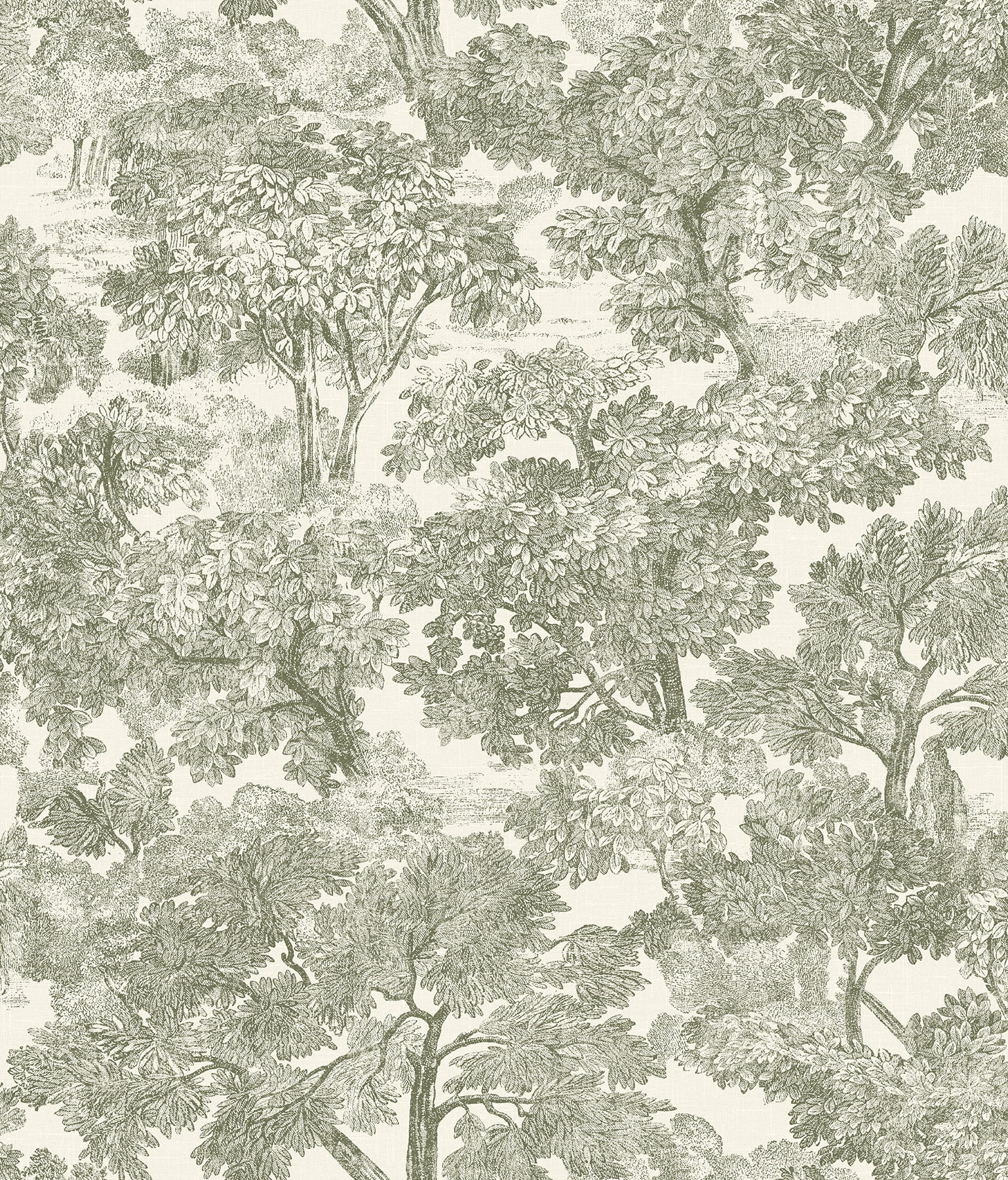 Chesapeake Spinney Green Toile Wallpaper