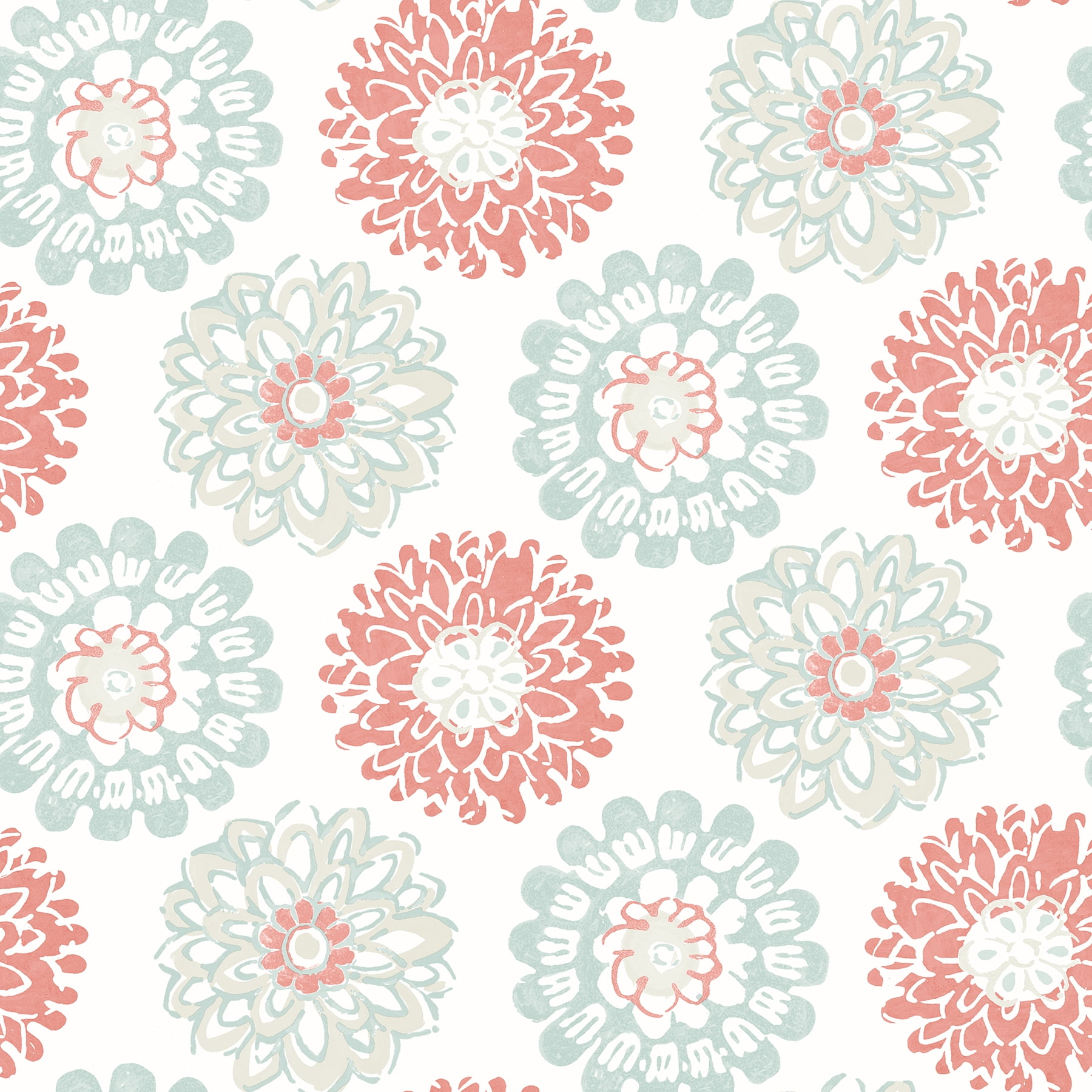 Chesapeake Sunkissed Coral Floral Prepasted Non Woven Blend Wallpaper, 20.5-in by 33-ft, 56.4 sq. ft.