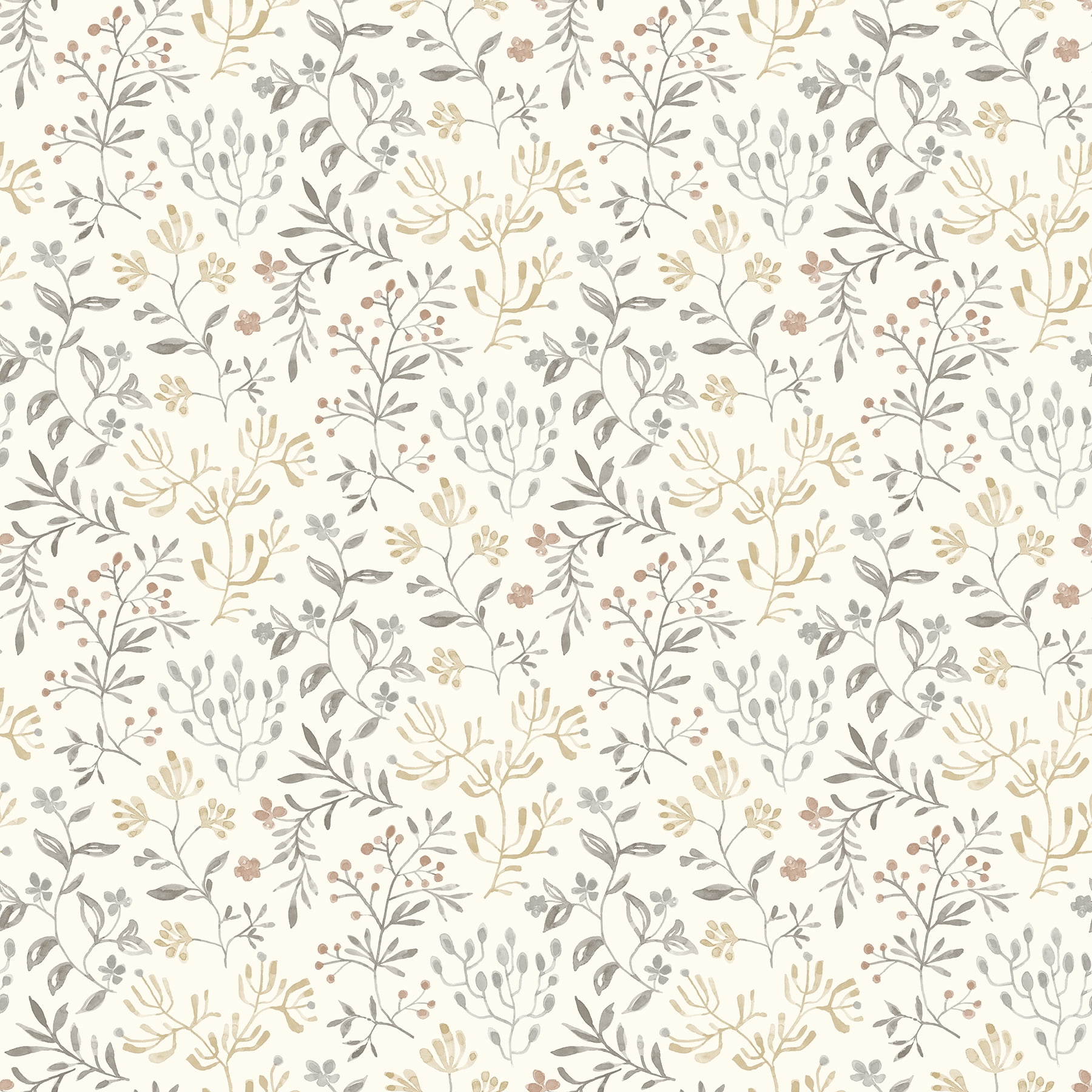 Chesapeake Tarragon Grey Dainty Meadow Wallpaper, 20.5-in by 33-ft ...