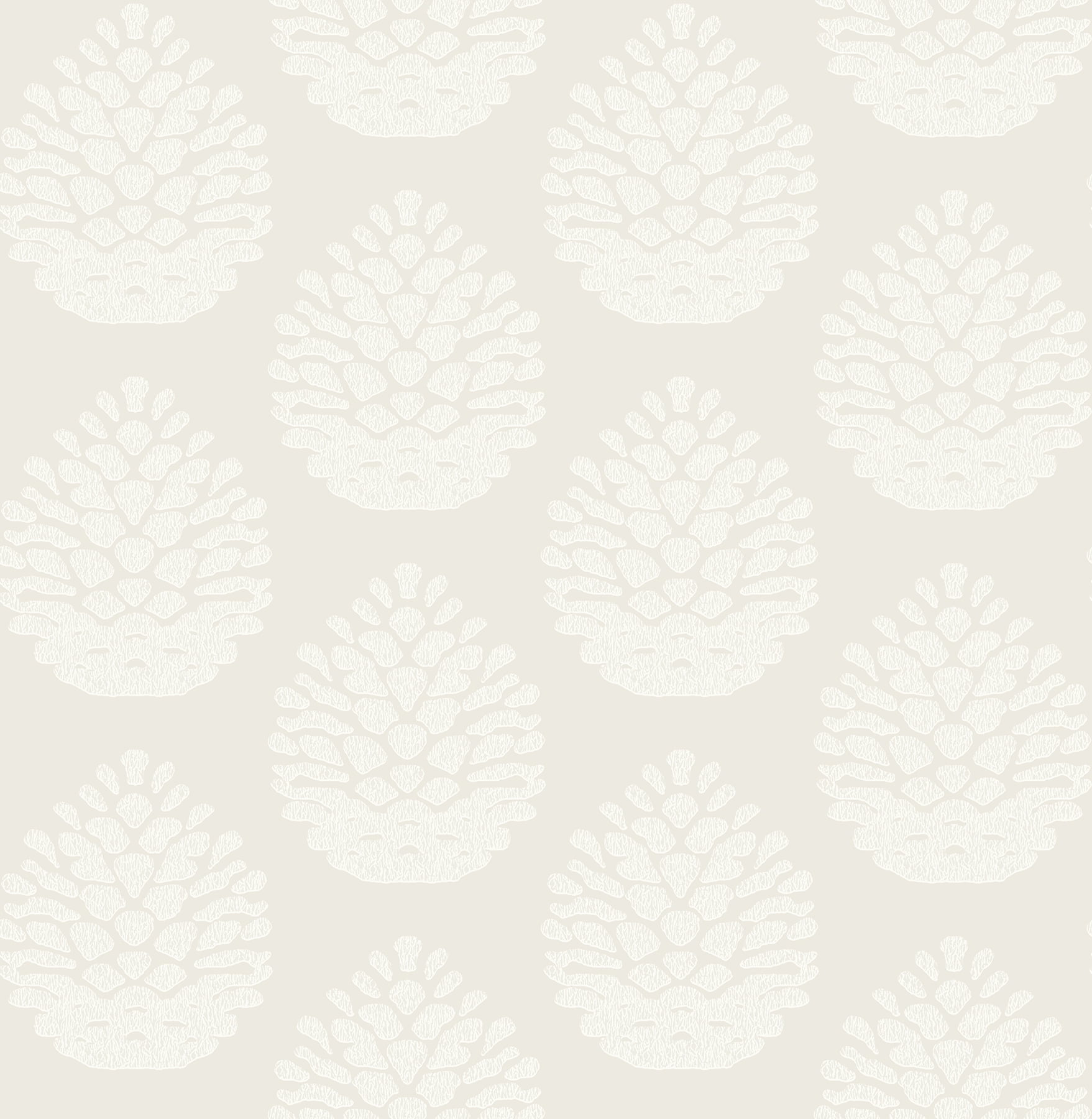 Eggshell and Off-White Pinecone Print Wallpaper Roll