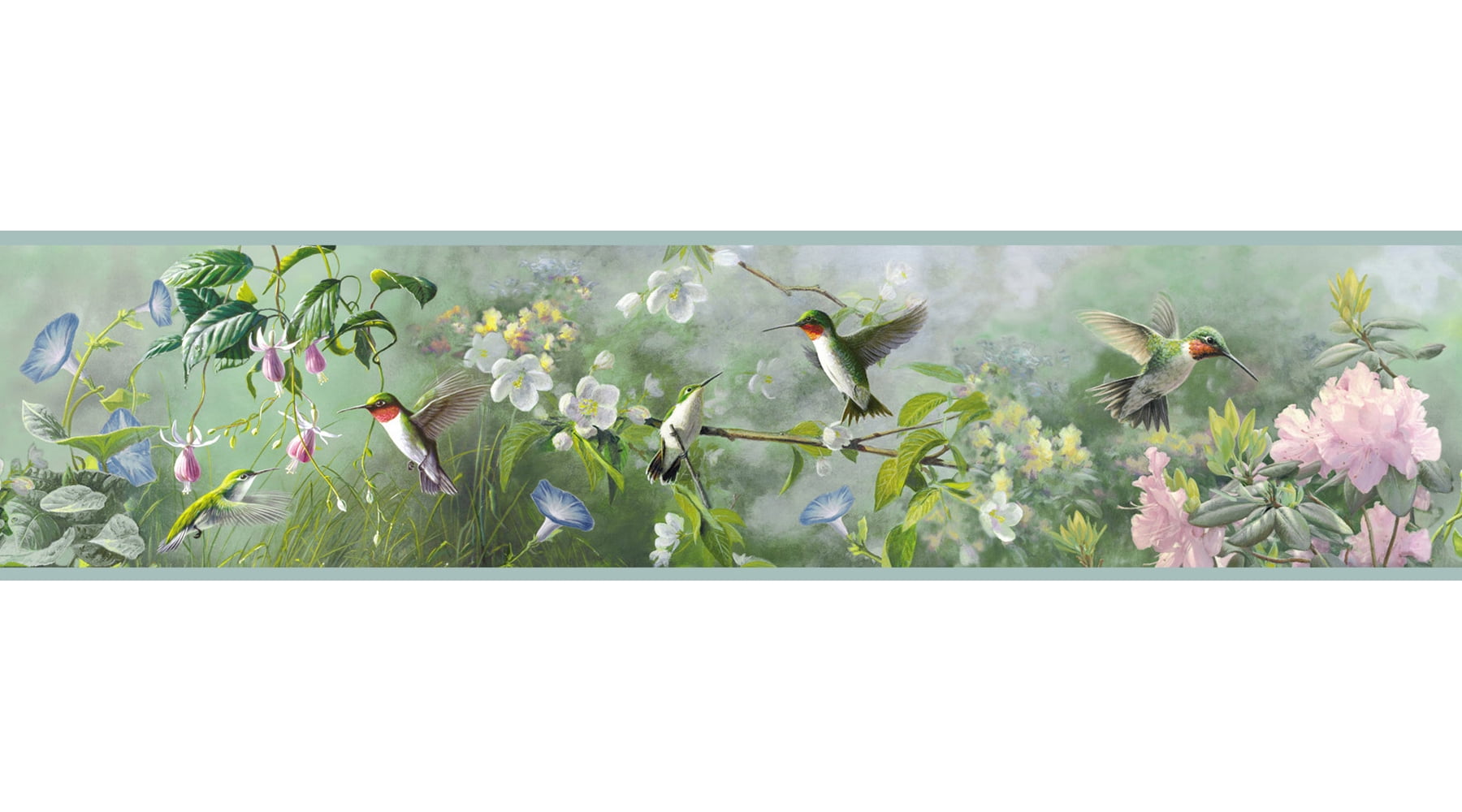 Chesapeake Weatherby Mint Ruby Border Prepasted Non Woven Blend Wallpaper, 6-in by 15-ft, 7.5 sq. ft.