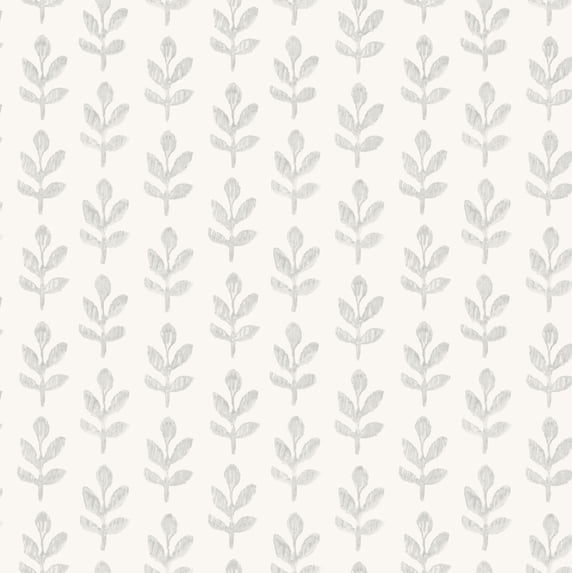 Chesapeake Whiskers Light Grey Leaf Wallpaper