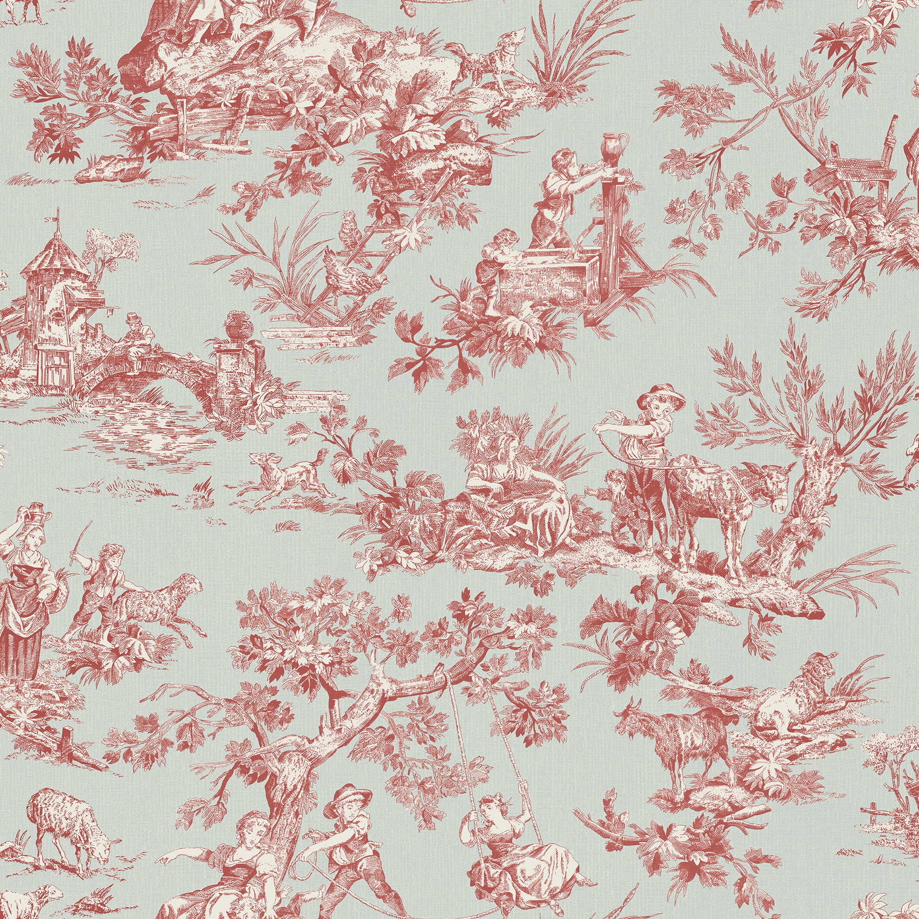 Chesapeake Whitney Turquoise Toile Wallpaper
