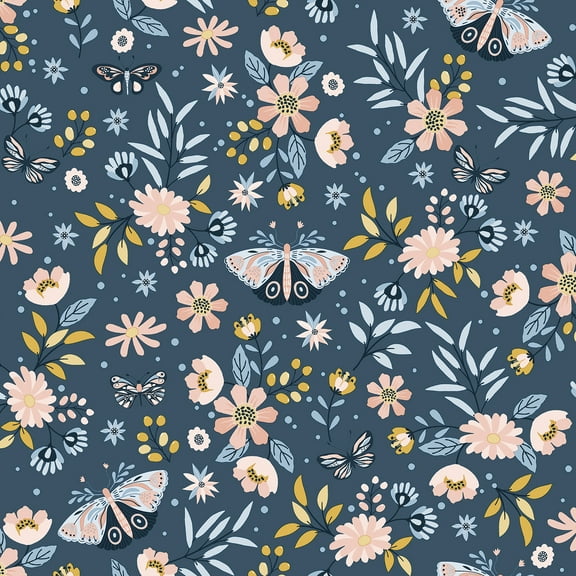 Chesapeake Zev Blue Butterfly Wallpaper, 20.9-in by 33-ft, 20.9-in by 33-ft, 57.48 sq. ft.
