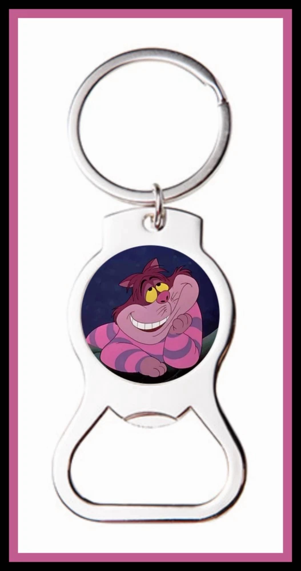 Cheshire Cat Custom Bottle Opener Keychain Key Ring - Stocking Stuffer Gift