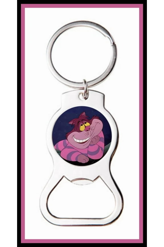 Cheshire Cat Custom Bottle Opener Keychain Key Ring - Stocking Stuffer Gift
