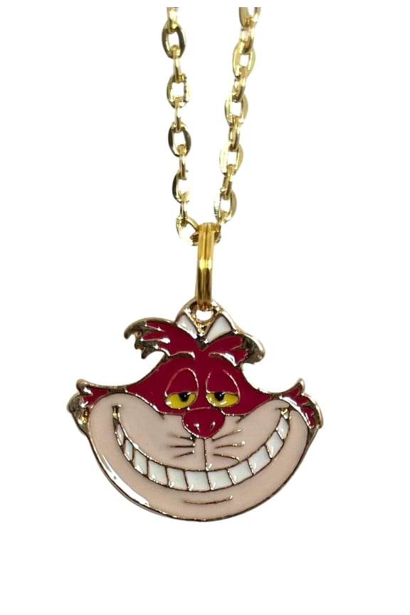 Cheshire Cat Necklace Smile Enamel Metal Cartoon Pendant