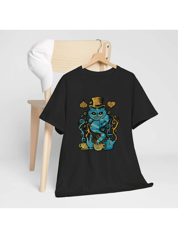 Cheshire Cat Tea Time T-Shirt By Letterq, LIMITED EDITION-TH67673