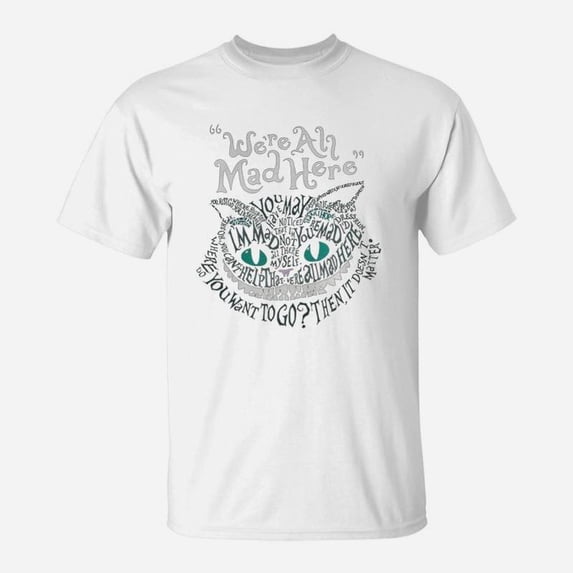 Cheshire Faced Cat Were All Mad Here Smile TShirt