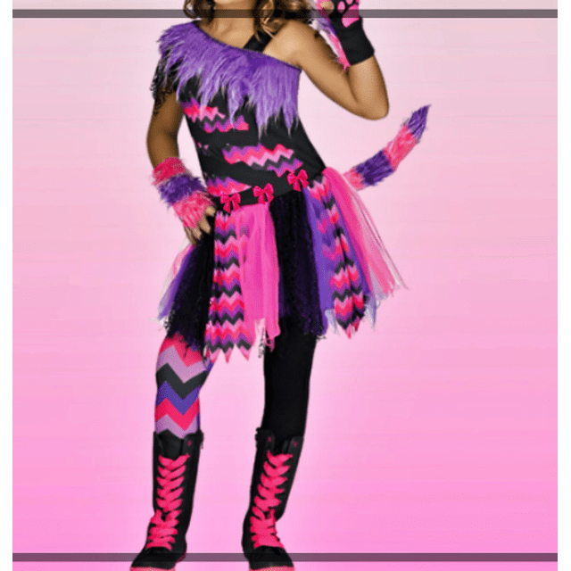 Cheshire Inspired Dress,Outfit,Big Girls Cheshire Costume,Alice in