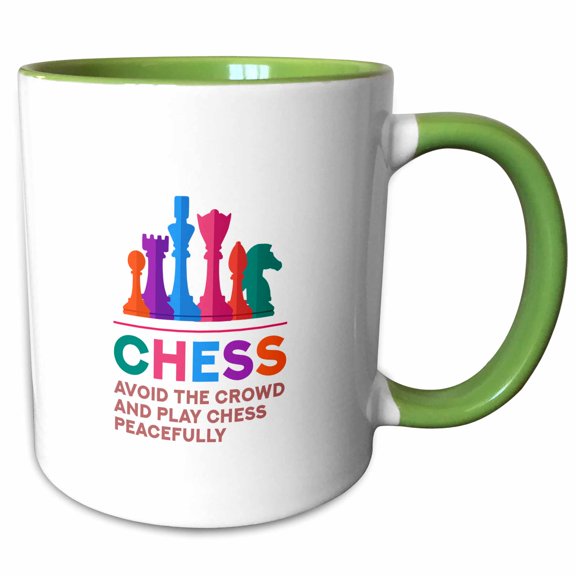 3drose, Chess - Avoid the Crowd and Play Chess Peacefully Awesome Chess Gift, 11oz Two-tone Green Mug