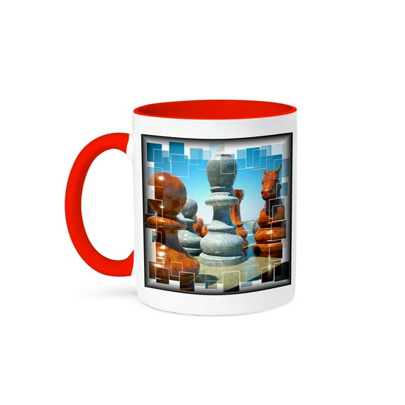 3dRose, Chess Battle, 15oz Two-Tone Red Mug