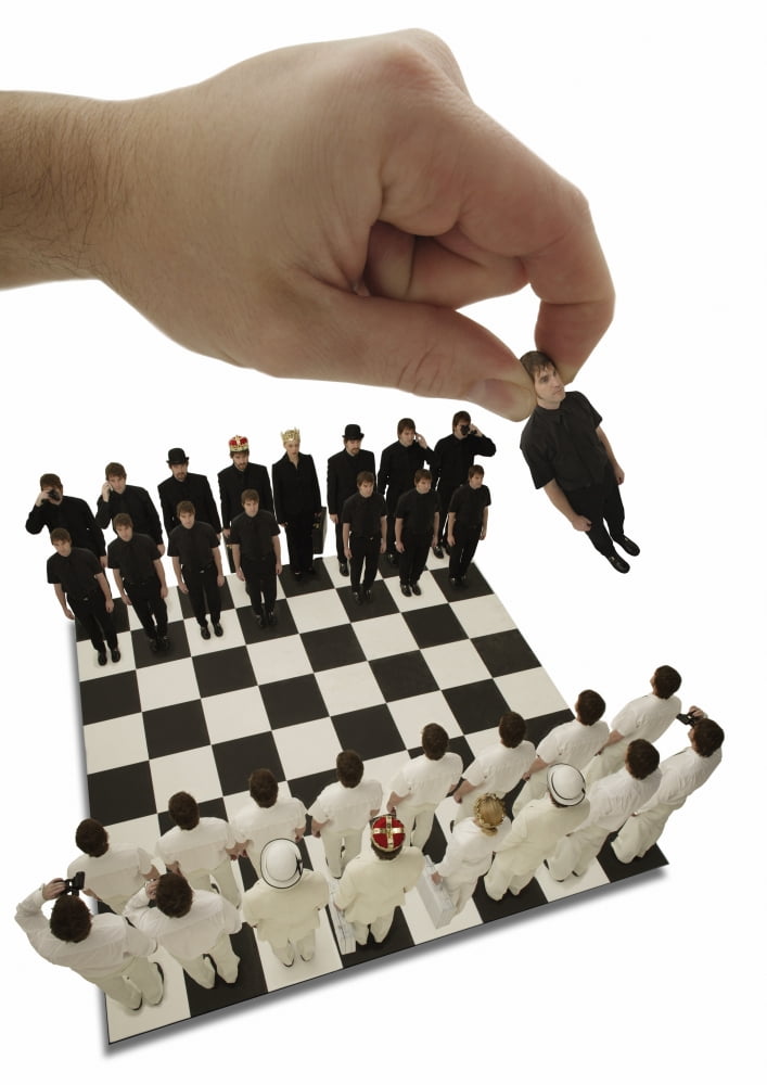 Chess Being Played With Little People Canvas Art - Darren Greenwood Design Pics (11 x 16)