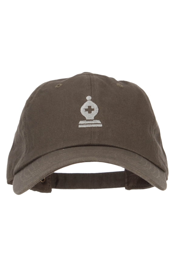 Chess Bishop Embroidered Unstructured Washed Cap - Olive OSFM