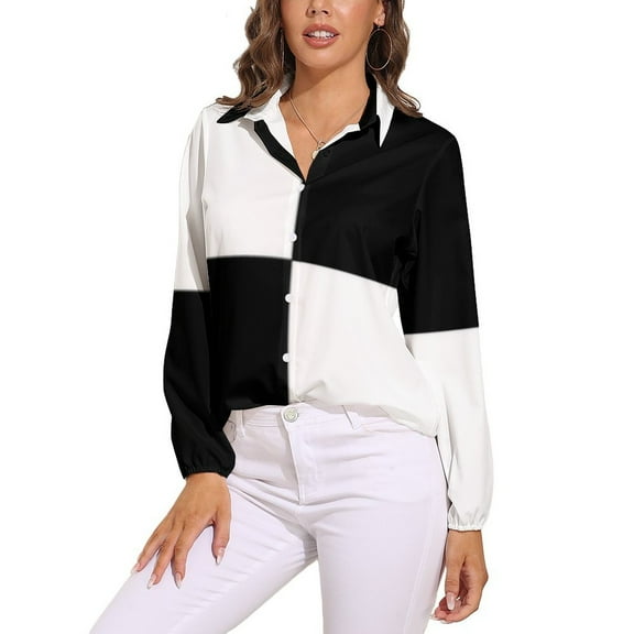 Chess Board Black Long Sleeve Blouse Woman Streetwear Casual Shirts Summer Oversize Woman Streetwear Clothing Birthday Present