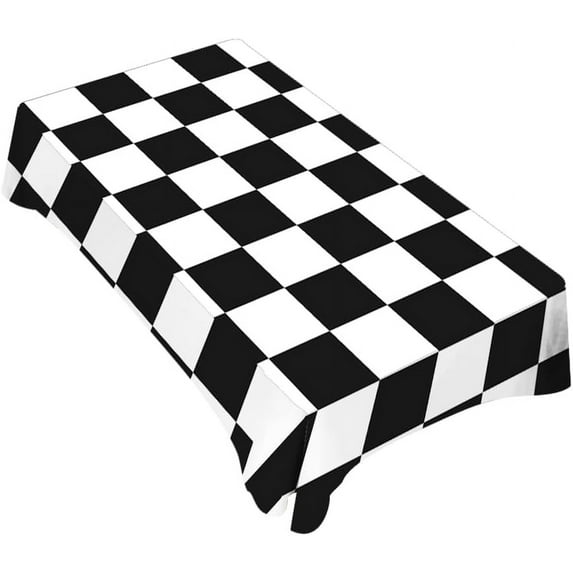 Chess Board Decorative Rectangle Tablecloth Black and White Checker Board Polyester Table Cloths Kitchen Table Cover for Dining BBQ Picnic Coffee Table 60 x 84 Inch 6-8 Seats