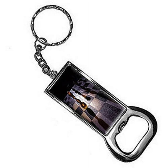 Chess Board Gold King Keychain Key Chain Ring Bottle Bottlecap Opener