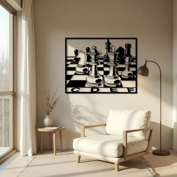 Chess Board Metal Wall Art Decor