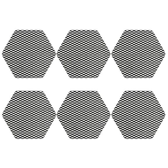 Chess Checkerboard Leather Drinks Coasters Suitable for Various Cups Set of 6 Hexagon