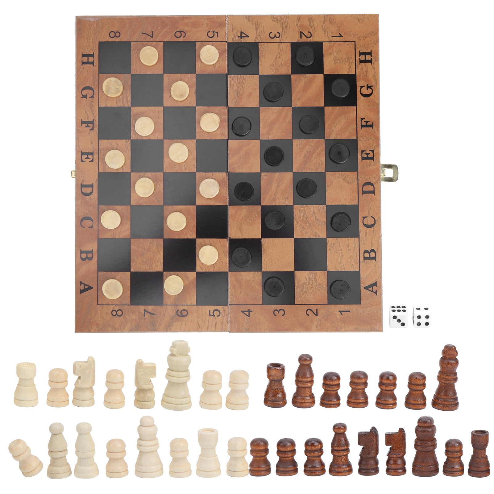 Chess, Checkers & Backgammon Set - Classic Game Board with Pieces ...