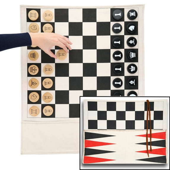 Chess, Checkers and Backgammon Roll Up Travel Game Set