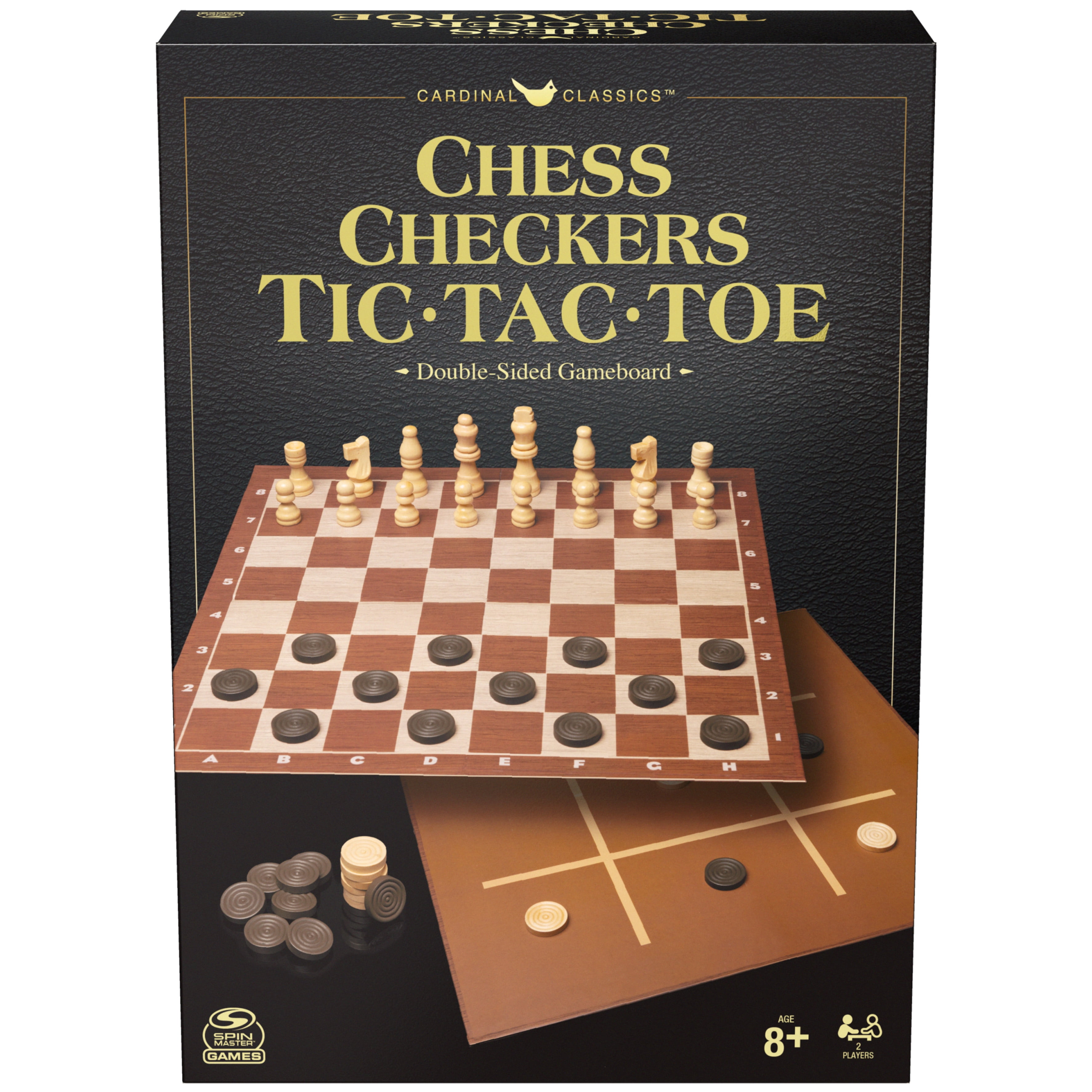 Chess Checkers and Tic-Tac-Toe Set, Classic Strategy Games, for