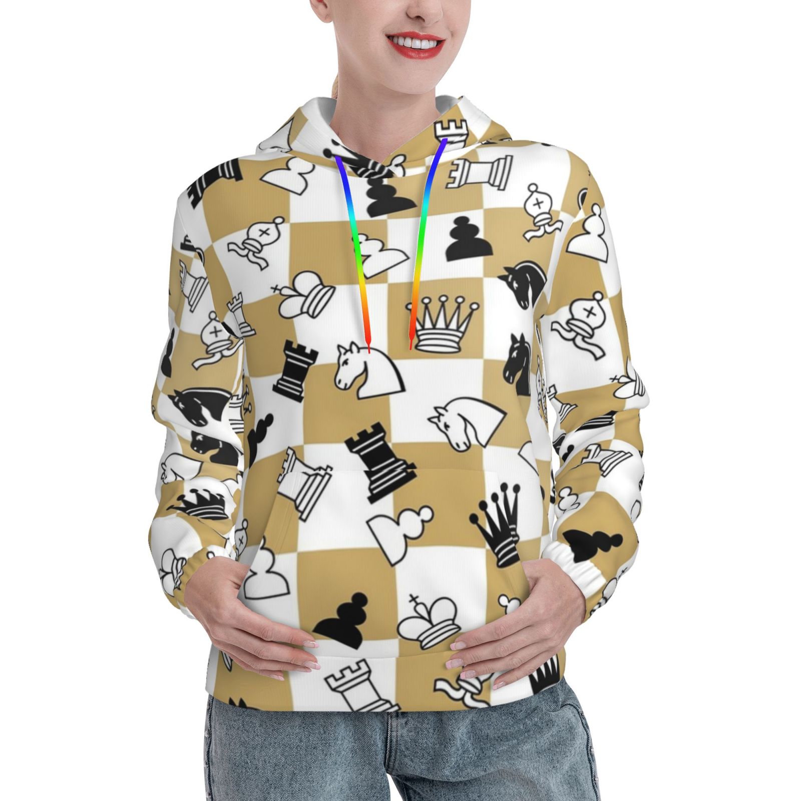 Print Pattern Chess Men Women Pullover Hoodie